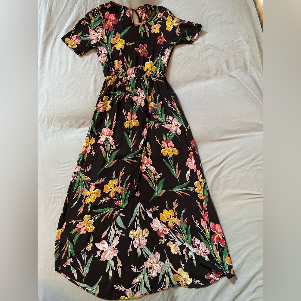 Staccato Black Floral High Low Dress